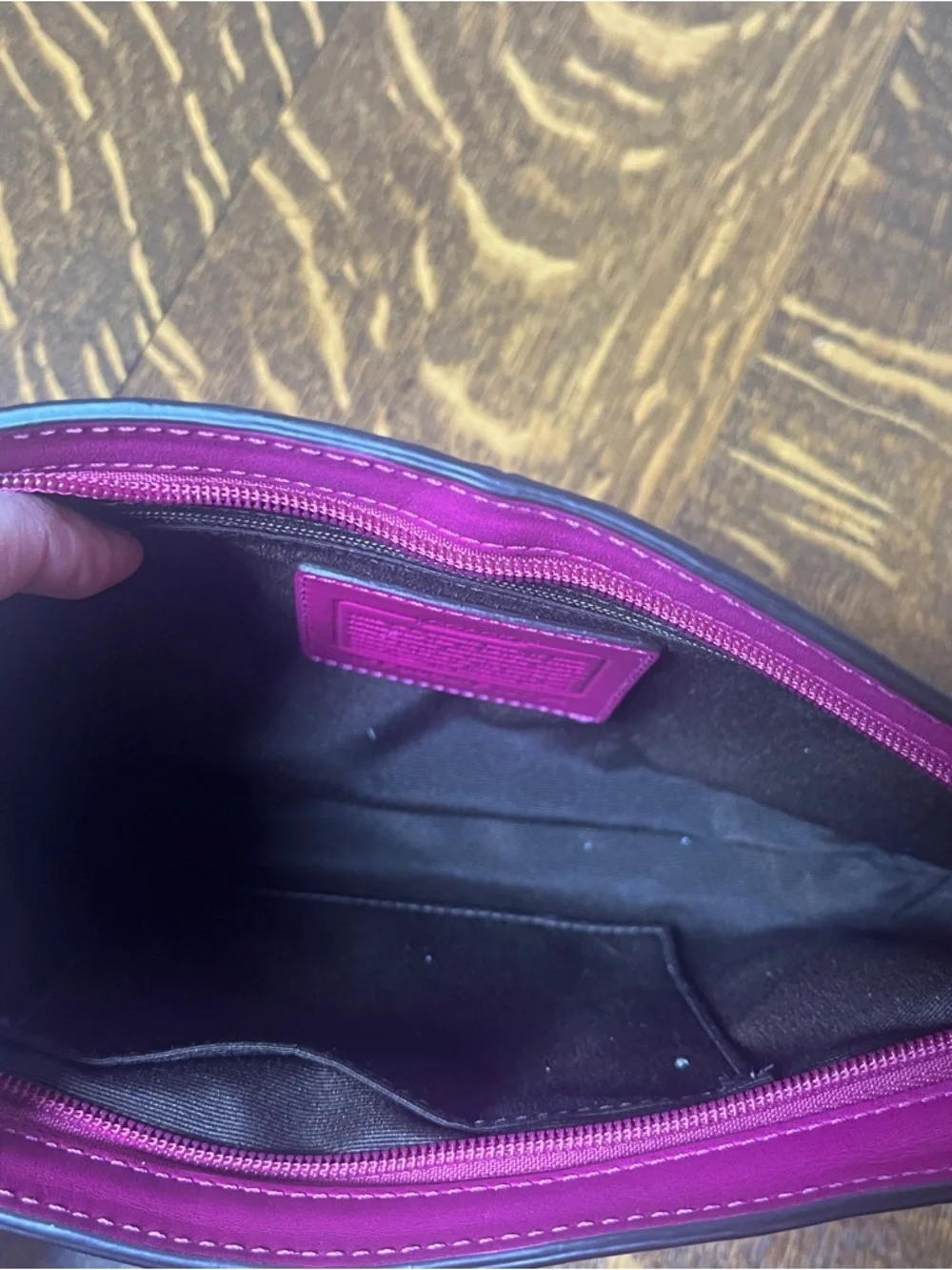 Coach Pleated Hot Pink Leather Large Wristlet Clutch